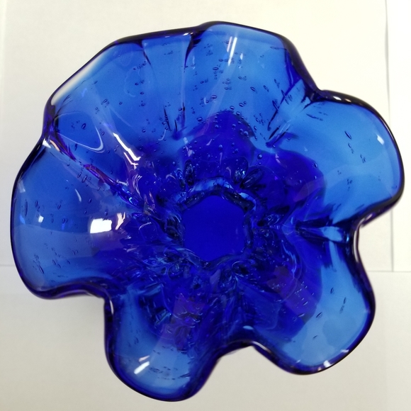 #1138 Rare Blue Glass Sack Vase - Picture 3 of 9